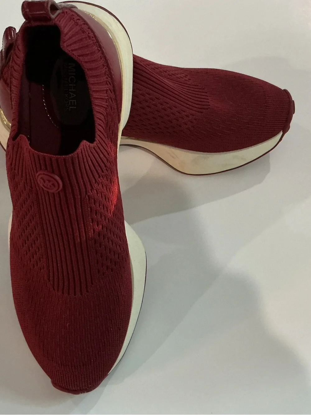 Michael Kors Women’s Burgundy Slip-On Knit Sneakers